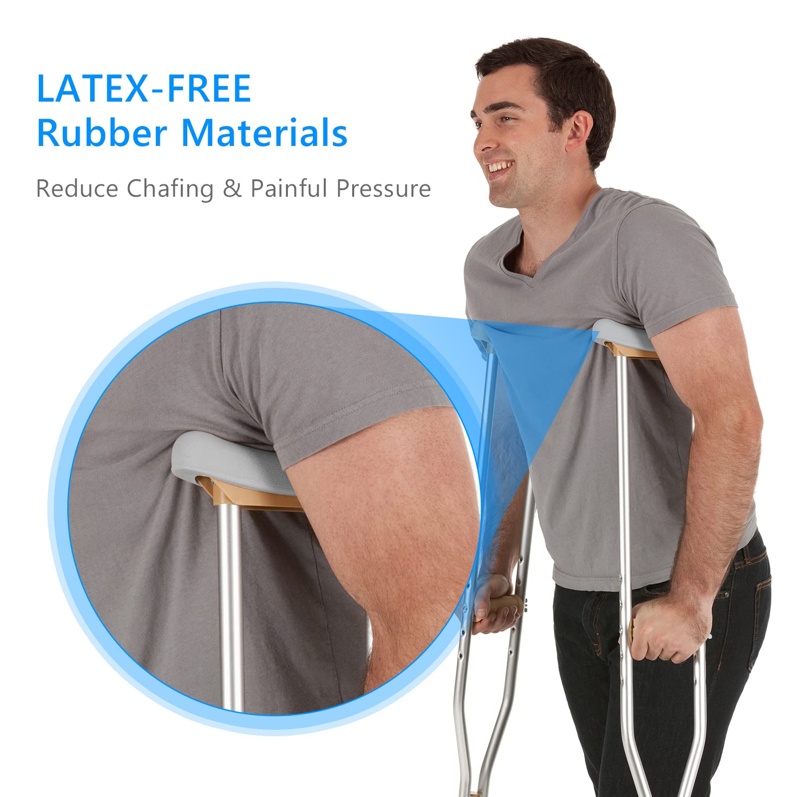 Replacement Crutch Pads, AHIER Padding for Walking Arm Crutches, Hand Grips, and Feet Caps, Fits Standard Aluminum Crutches 6 Pieces-Set