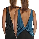 icyzone Women's Open Back High Neck Workout Athletic Gym Tank Tops