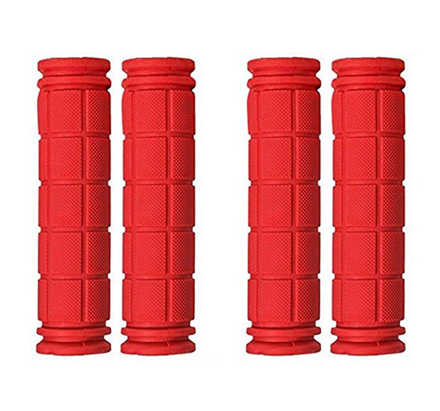 PLATT Bicycle Handle Bar Grips Colorful Rubber Mushroom Grips for BMX/MTB/Bikes (Red,2 Pairs)