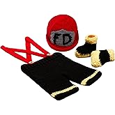 Matissa Newborn Baby Girl/Boy Crochet Knit Costume Photography Prop Hats and Outfits (Little Fireman)