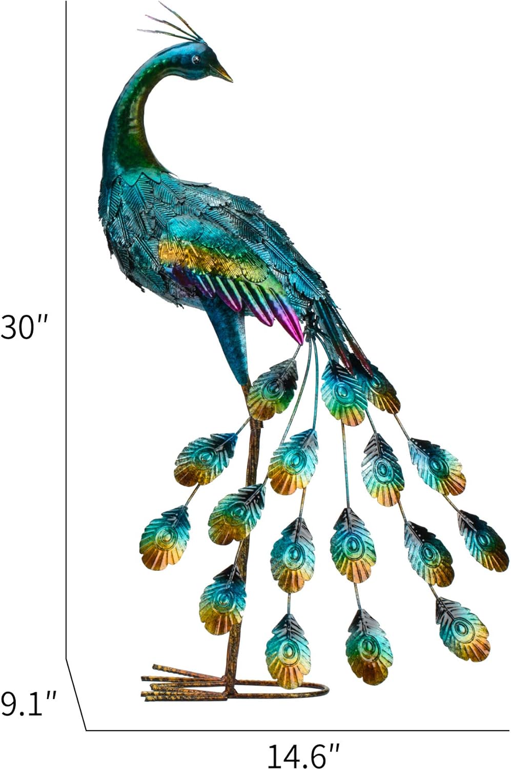 Kircust Metal Peacock Garden Statue and Sculpture, Peacocks Yard Art Lawn Ornament for Outdoor Backyard Porch Patio Decor(1-Piece) : Garden & Outdoor
