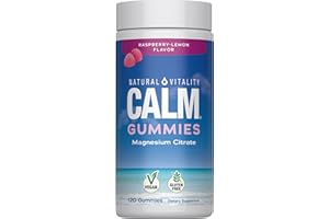 Natural Vitality CALM, Magnesium Citrate Supplement, Stress Relief Gummies, Supports a Healthy Response to Stress, Gluten Free, Vegan, Raspberry Lemon Flavored, 120 Gummies