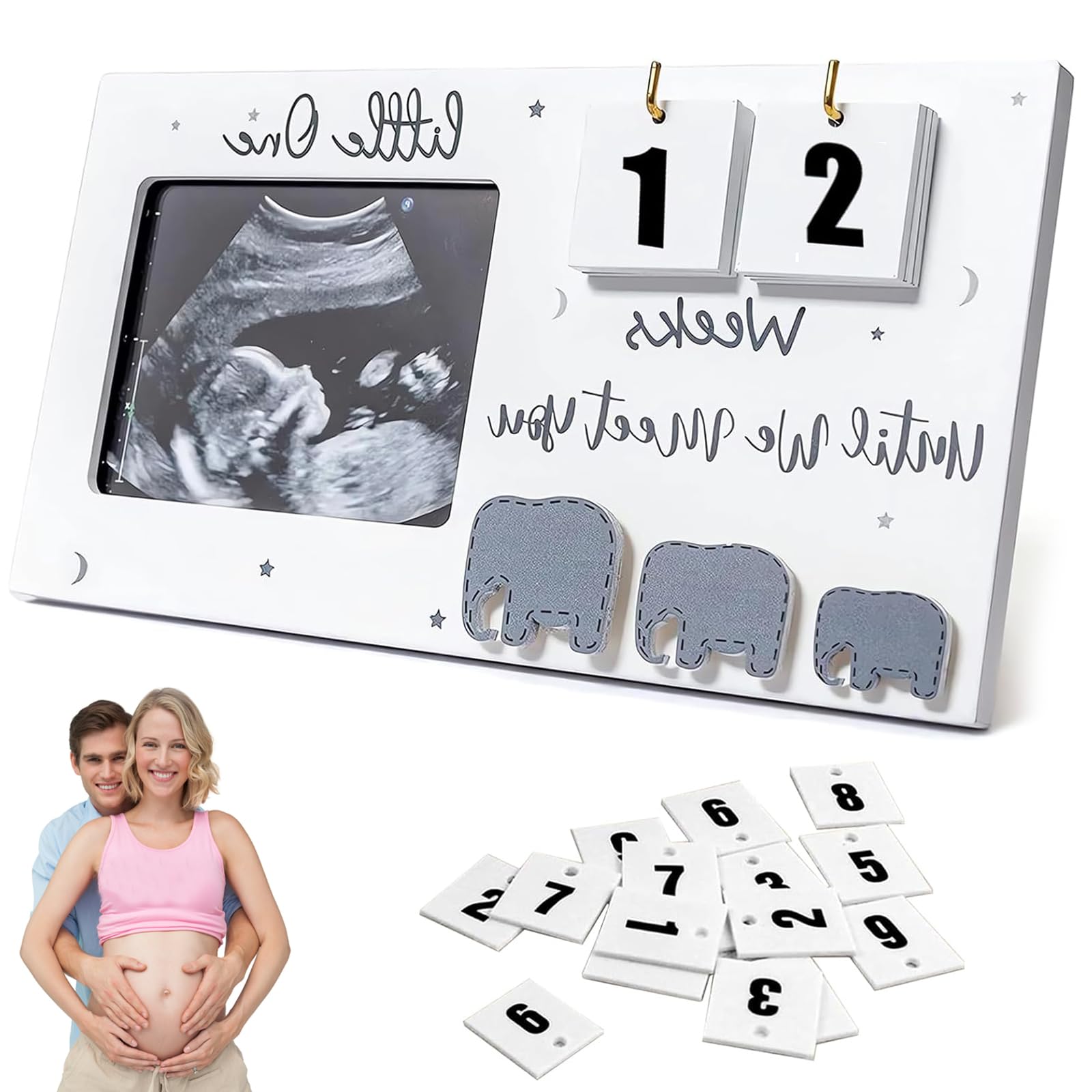 wodehahagou Baby Sonogram Picture Frame Baby Scan Photo Frames Countdown Weeks Wooden Ultrasound Picture Frames Pregnancy Mum to Be Ultrasound Photo Frame Pregnancy Gifts Announcement Gifts