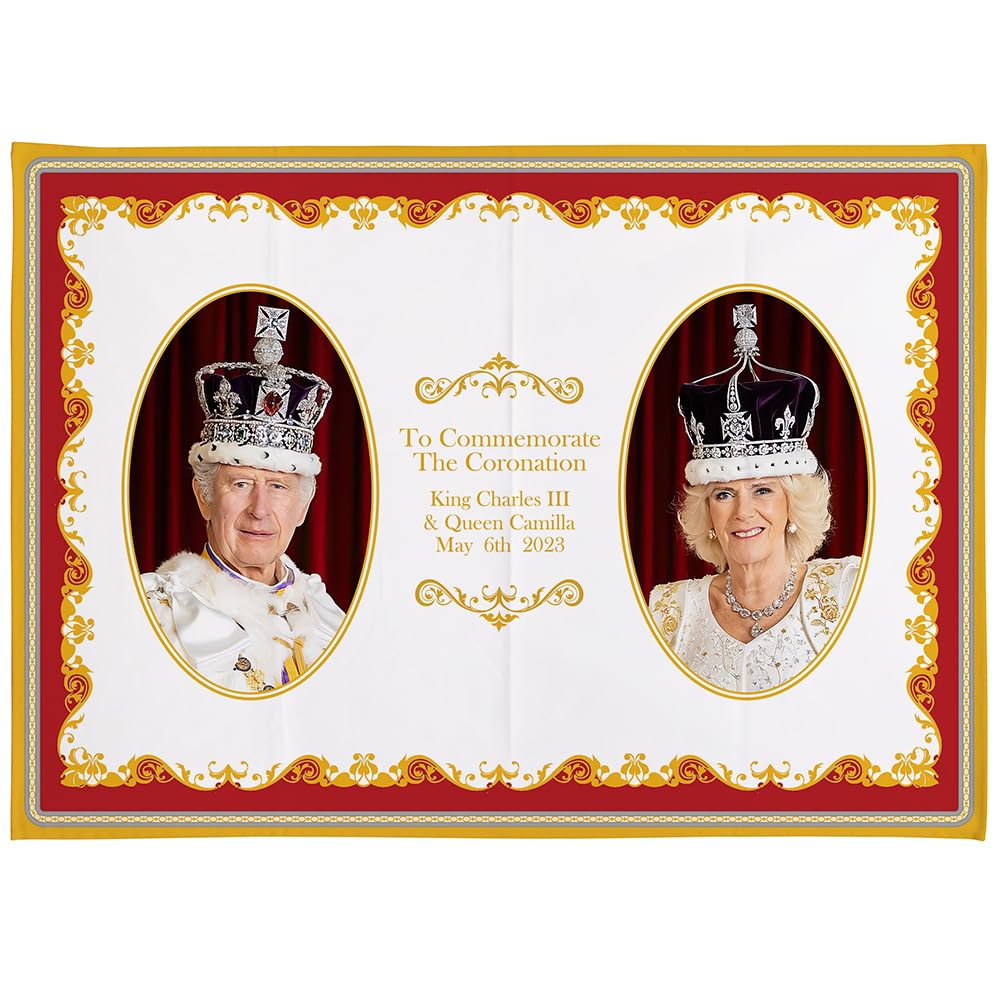 The Leonardo Collection LP18257 His Majesty King Charles III & Queen Camilla Coronation Commemorative Tea Towel Gift, Cotton, Multicolour