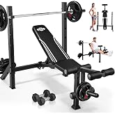 ANCHEER Olympic Weight Bench with Squat Rack - 900LBS Adjustable Bench Press with Leg Extension and Leg Curl, Incline Decline Flat Workout Bench for Home Gym Strength Training