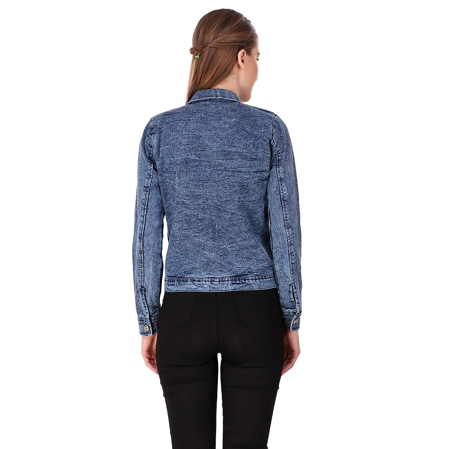 stc fashion full sleeves solid denim light blue jacket for women's/girls