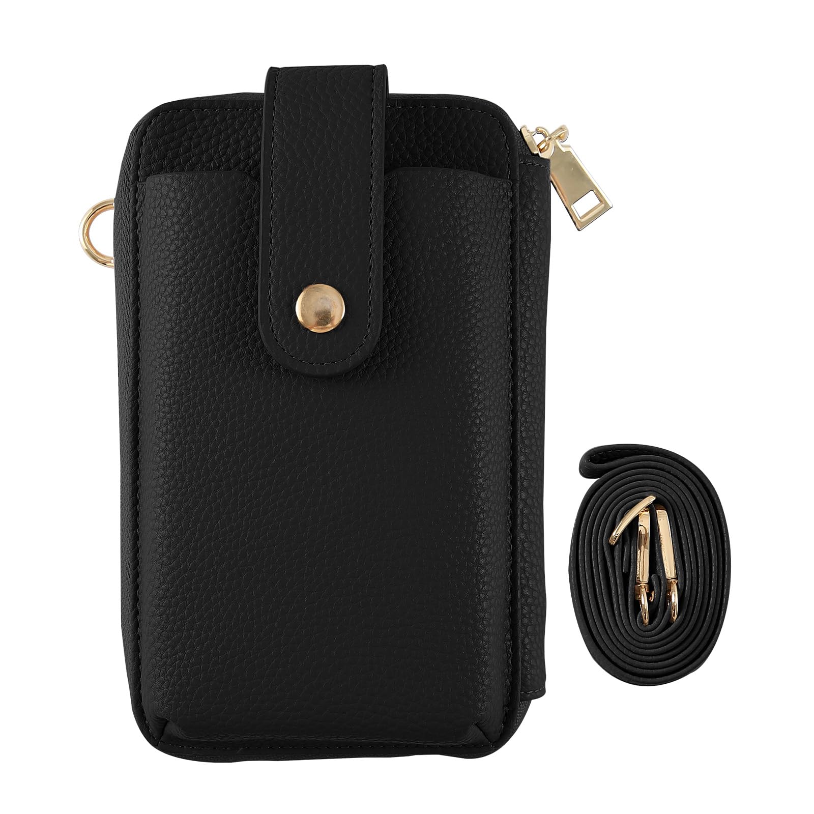 HanaRo スマホ ポーチ ﾌﾞﾗｯｸ スマホ用ポーチ スマホショルダー スマホポーチ ショルダーバッグ スマホポシェット ロングストラップ の商品画像