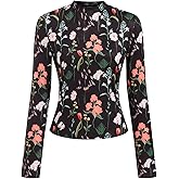 CIDER Women's Floral Knitted Long Sleeve Mock Neck Going Out Slim Fit Tops Fall Outfits Trendy Clothes