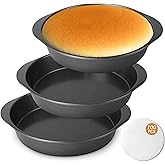 BEWOS 9 Inch Cake Pan Set - 100 Pcs Parchment Paper With 3 Pcs Carbon Steel Round Cake Pans, Nonstick Baking Pans Set With Handle, Dishwasher Safe