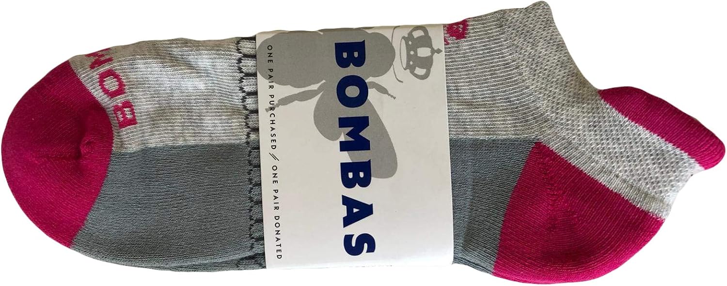 Bombas Women's Originals Ankle Socks, (Grey/Pink, Medium)