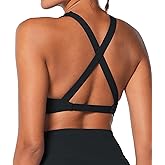 Sunzel Women's Sports Bra Criss Cross Back Yoga Crop Top with Removable Pads Double Lined V Neck Wirefree Padded Workout Bra
