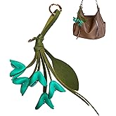 FengFaer Leather Bag Charms,Flowers Leather Keychain Pendant,Portable Key Ring Charm for Women Wallet Pendant