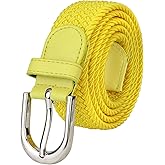 Falari Men Women Multicolored Elastic Stretch Braided Belt Canvas Fabric Woven No Holes Belt