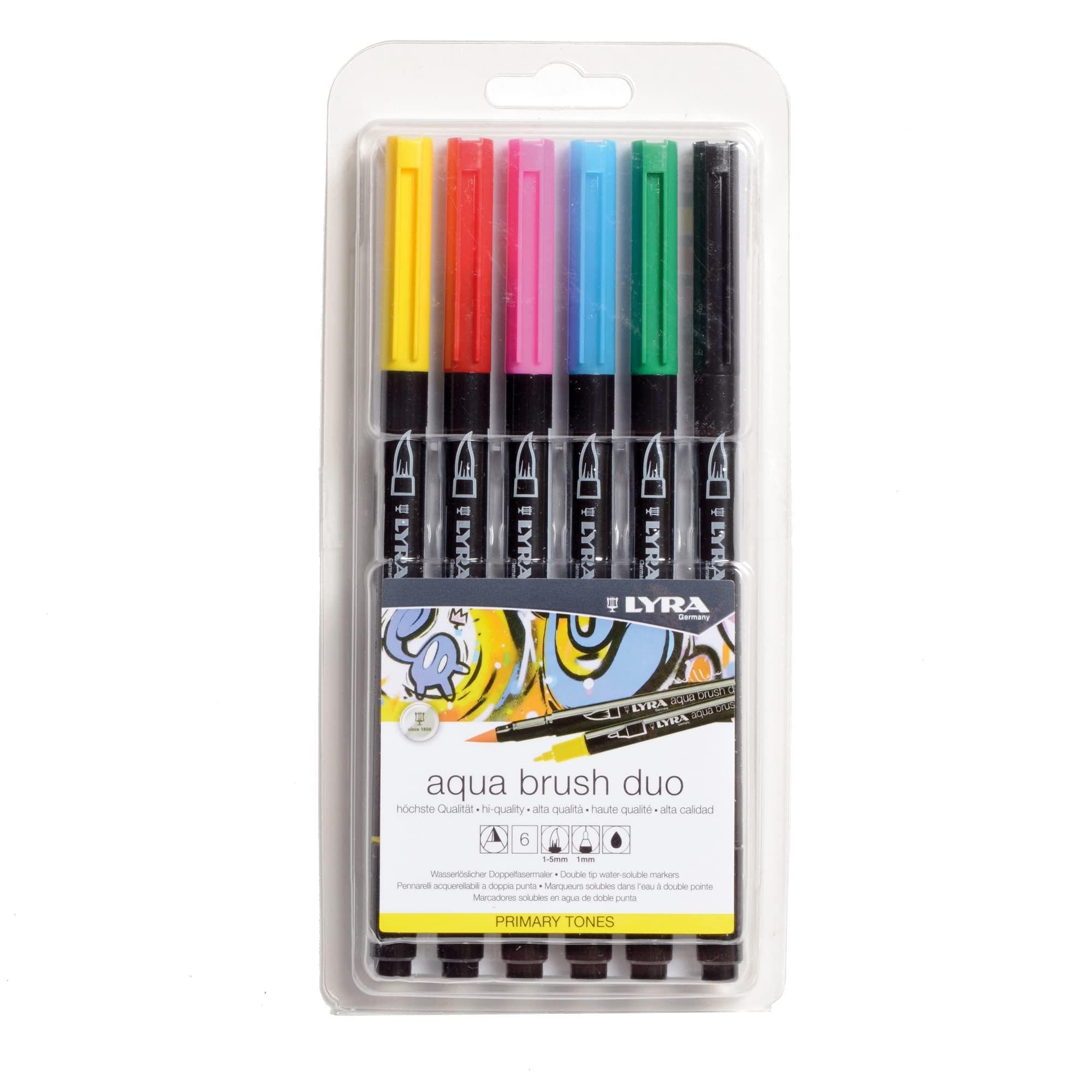 Lyra Aqua Brush Duo Set, Primary Colors, 6 Pieces