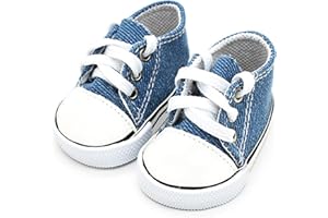 PUHIKE Blue Doll Shoes, Doll Canvas Shoes for 18-Inch Dolls American Dolls Accessories Canvas Sneakers with Laces for 18 Inch Boy or Girl Dolls 18 Inch Doll Accessories