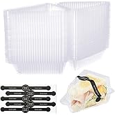 200 Pcs Cake Slice Containers with Lids Clear Plastic Hinged Cheesecake Containers Individual Disposable Triangle Cake Boxes for Pie Slice Cheesecake, Tres Leches, Flan, Desserts - Take Out Togo