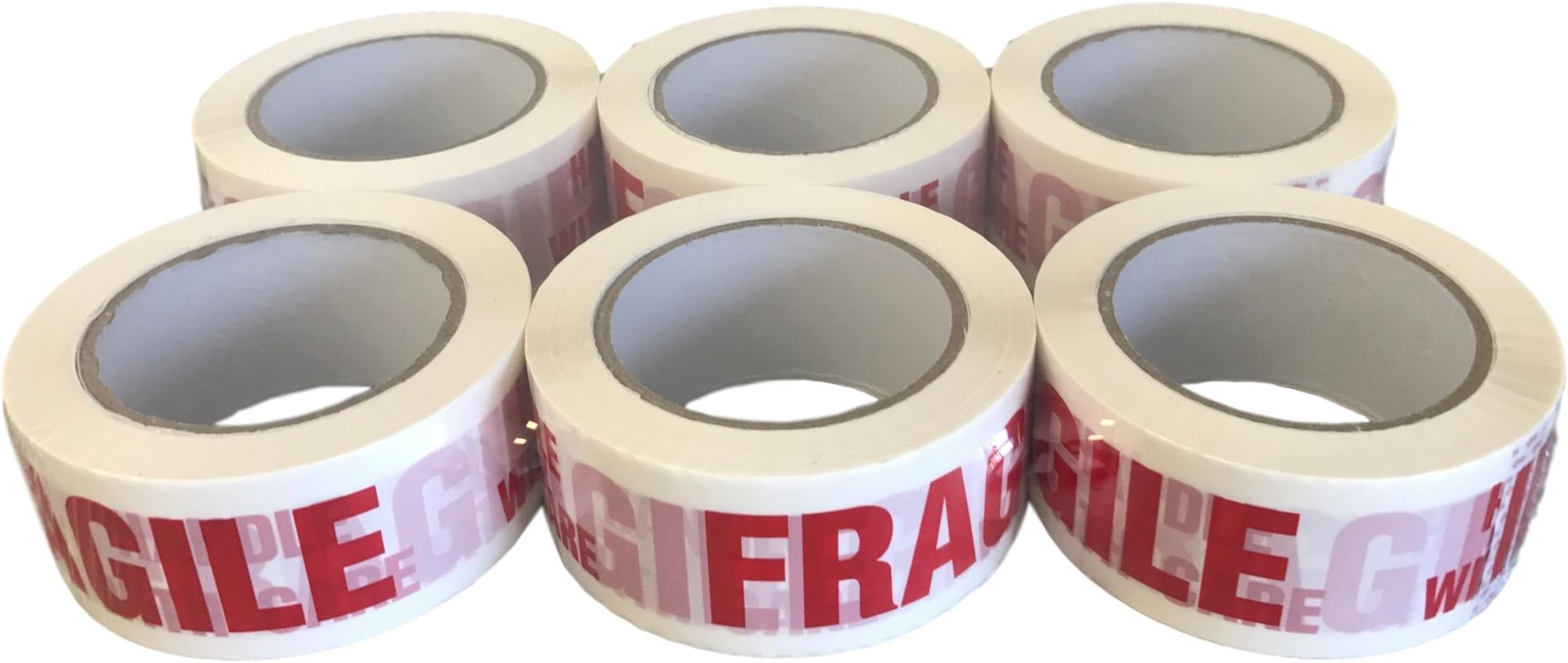 Protak Fragile Handle with Care Carton Sealing Printed Moving Shipping Mailing Packing Tape, 2 inch x 110 Yards, 6 Rolls