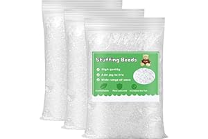 Bupete White Stuffing Beads, Elastic Transparent Fill, Bean Bag Balls Refill, 450g/15.87oz Pour and Storage Bag, Thermoplastic Fill Beads for Stuffed Animal Toys, Bean Bags, Fill Crafts