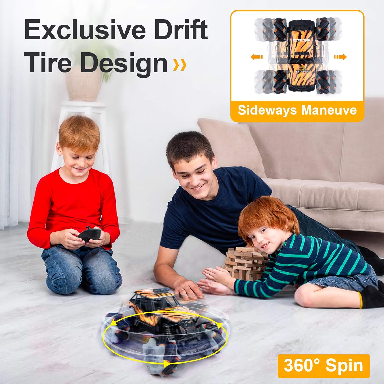 Growsly Remote Control Car, High Speed RC Car for Kids Adults 1:18 Scale 2.4 GHz 360° Spins Off Road Hobby RC Truck Racing Monster Vehicle with 4 Batteries , Drift Toy Car for Boys & Girls Gifts: Toys & Games