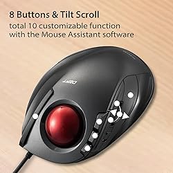 ELECOM DEFT Trackball Mouse, Wired, Finger