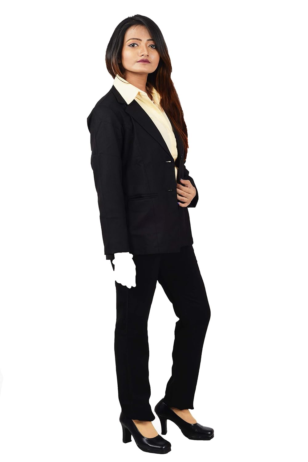 v2uniforms women's black matty blazer