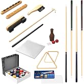 GSE Billiard Pool Table Accessory Kit with Pool Balls Set, 4 Cue Sticks | Pool Cue Sticks with Bridge Head, Ball Racks, Cue Rack, Stick Repair, 2 Brushes, Table Cover, Chalk Holders, Tally Bottle