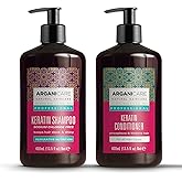 Arganicare Keratin Shampoo and Conditioner Set for Hair Thickening and Strengthening - Moisturizing Hair Treatment Enriched with Organic Argan Oil and Shea Moisture for Men, Women, and Kids | 27 Fl Oz