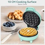 SNAILAR Mini Waffle Maker 550W Green Nonstick Ready Light Cool Touch view 3