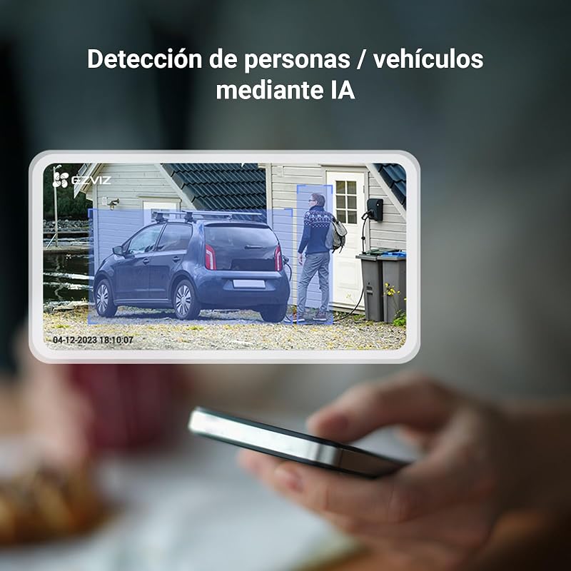 Câmara de vigilância exterior 4G sem WiFi com bateria recarregável de 5200mAh, modo AOV 2K, deteção de pessoas/veículos, visão noturna a cores, áudio bidirecional, defesa ativa, CB3 (SEM SIM)