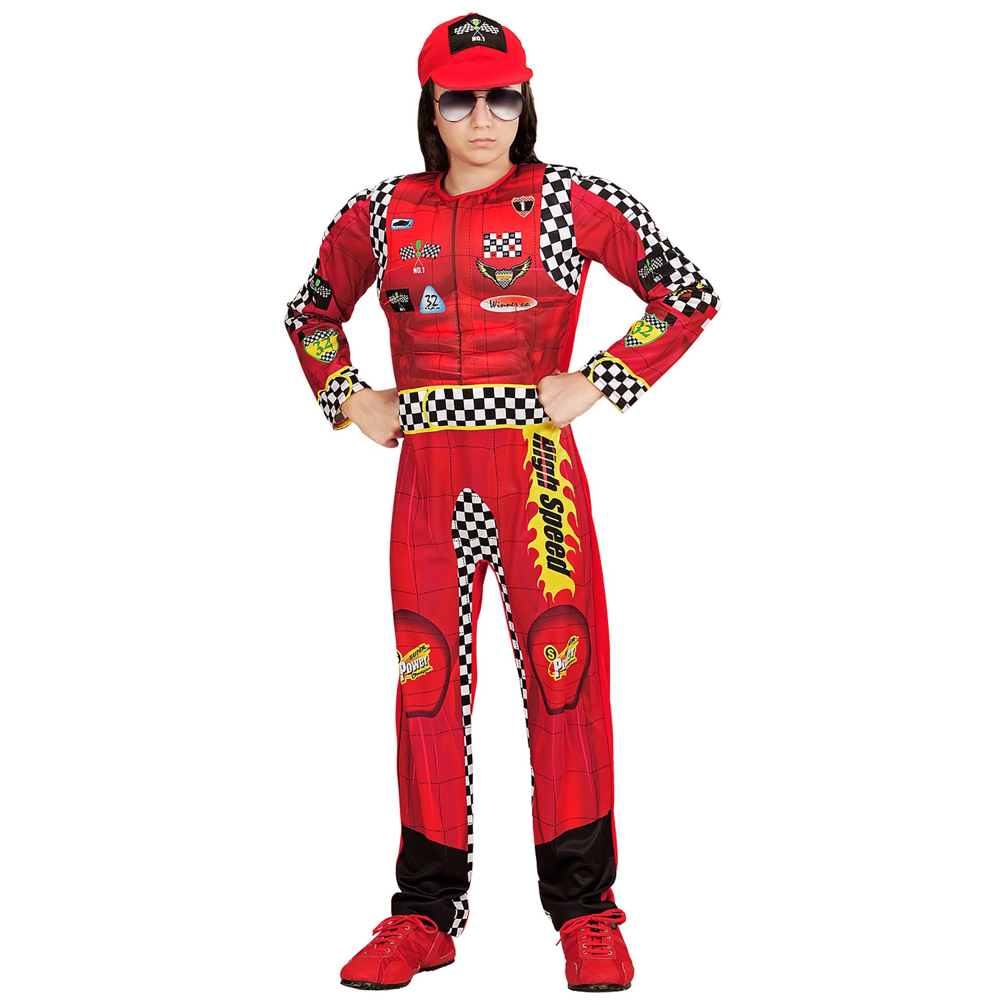 W WIDMANN MILANO Party Fashion - Racing Driver Costume for Children, Jumpsuit, Racing, Carnival, Theme Parties