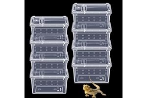 PINVNBY Reptile Feeding Box 8 PCS Snake Breeding Box Lizard Cage Habitat Hatching Container 7.48"x4.92"x2.95" Transparent Portable Plastic Cricket Cage for Spider Scorpion Gecko Tortoise Treefrog