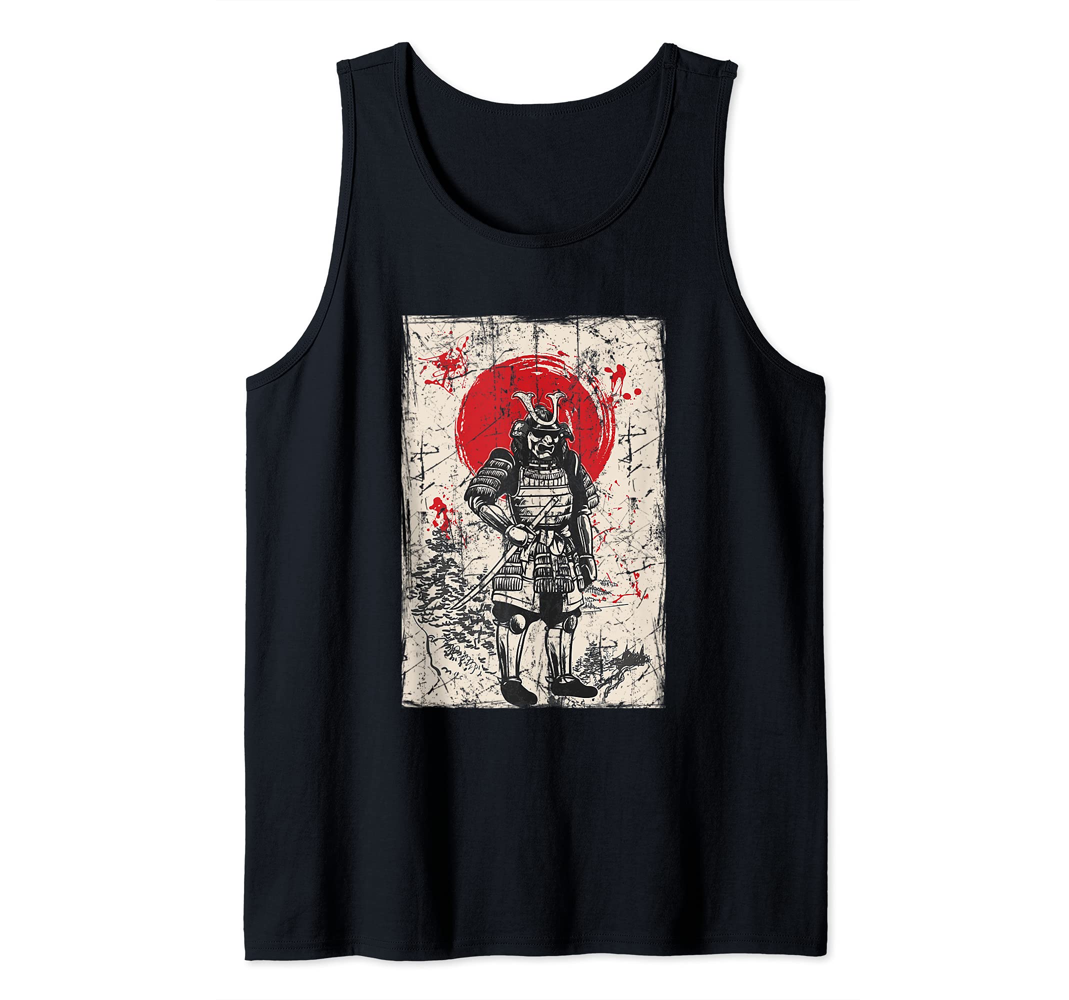 Japanese Culture Samurai Red moon Warrior bushido code Tank Top