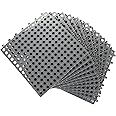 12 Pack 11.8" x 11.8" Interlocking Floor Tiles with Drain Holes Soft PVC Non Slip Shower Floor Mat Modular Interlocking Cushion Mat for Drain, Pool, Patio, Balcony, Kennel, Poultry, Floor Grid, Grey