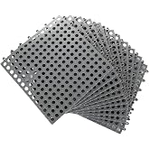12 Pack 11.8" x 11.8" Interlocking Floor Tiles with Drain Holes Soft PVC Non Slip Shower Floor Mat Modular Interlocking Cushion Mat for Drain, Pool, Patio, Balcony, Kennel, Poultry, Floor Grid, Grey
