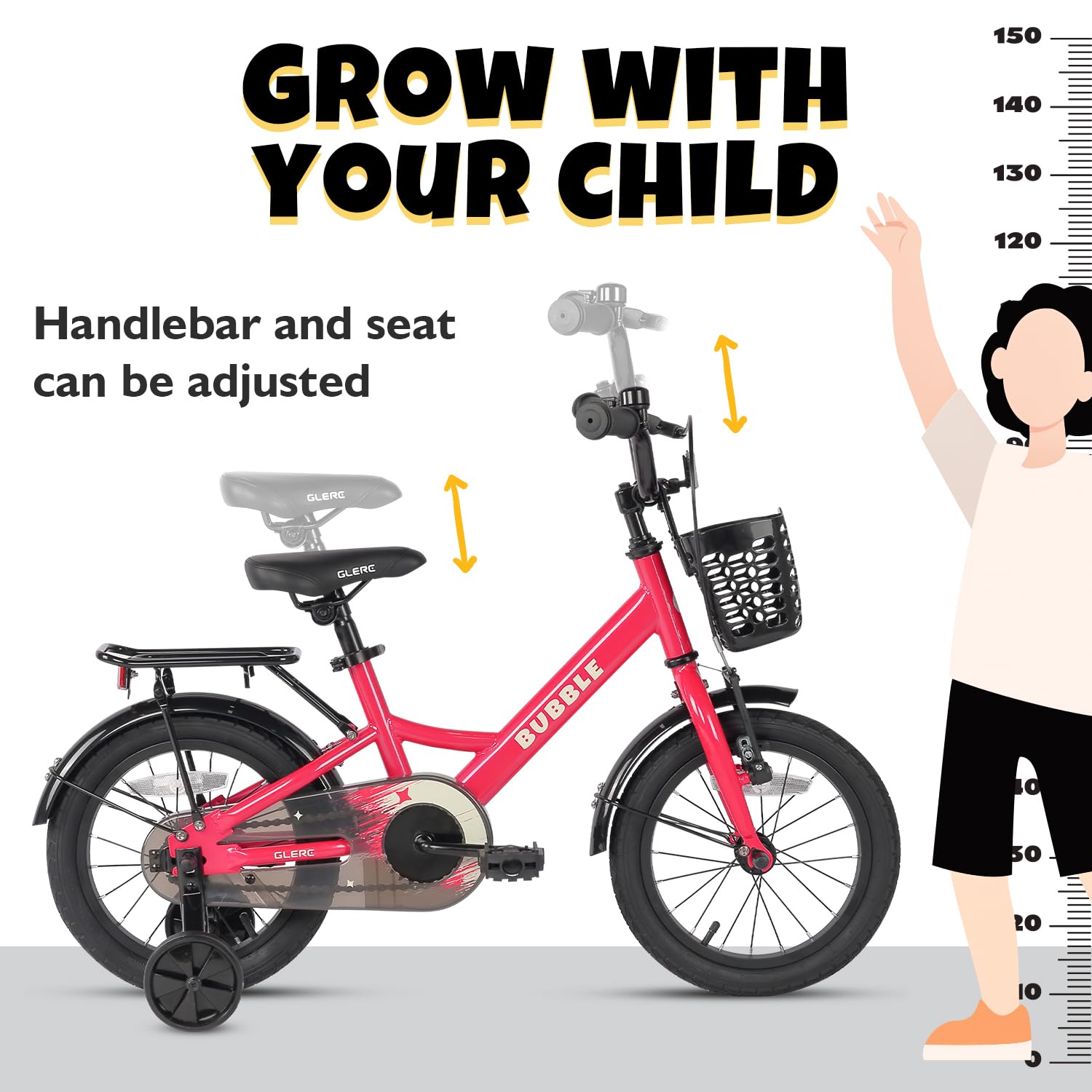 Fantacy Kids Bike, 12-20 Inch Children Bicycle for 2-13 Years Old Boys Girls, Kids Bicycle with Water Bottle Holder & Headlight & Training Wheels, Multiple Colors