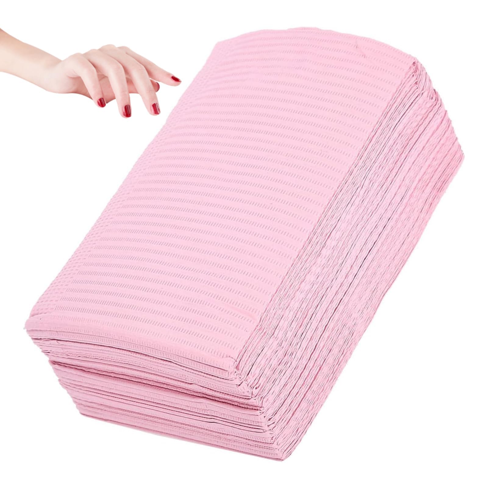 125pcs Pink Nail Art Table Mat, 46x32cm/18.1x12.6inch Waterproof Nail Art Paper Table Mat Pad Salon Practice Manicure Tool Foldable Nails Paper Towels Tattoo Bibs Sheets for Salon Manicure