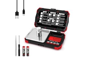K KITCHENTOUR KitchenTour Digital Pocket Scale, 200g x 0.01g Mini Scale - Jewelry Gram Scale with LCD Display - Tare Function and 6 Units Conversion for Food, Jewelry, Medicine, Coffee (Battery Included)-RED
