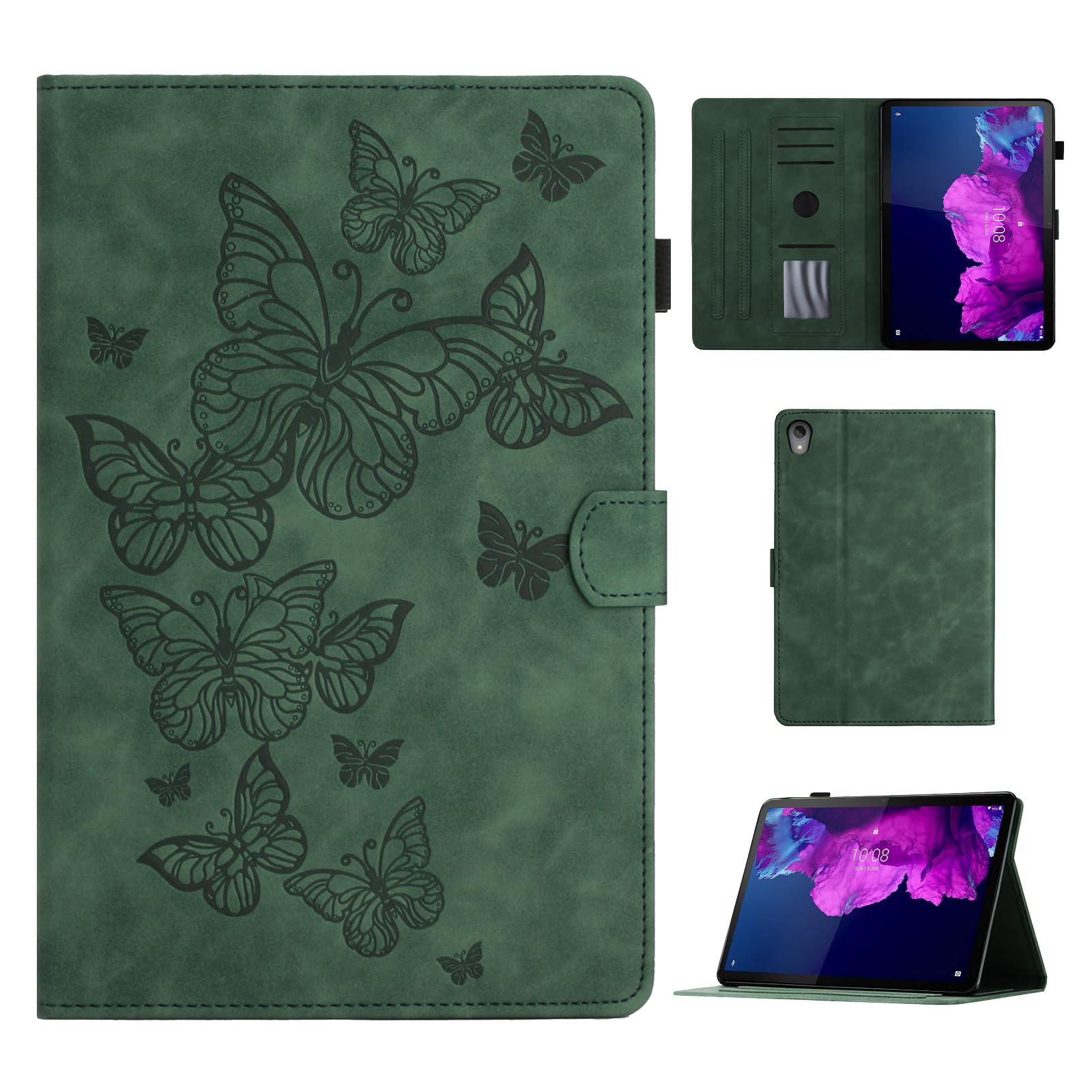 CASAFUNY Tablet Case Cover for Lenovo Tab P11 TB-J606/P11 Plus TB-J607 Protective Cover with Stand and Car Wake Up/Sleep for Lenovo Tab P11 / P11 Plus 2021, Green