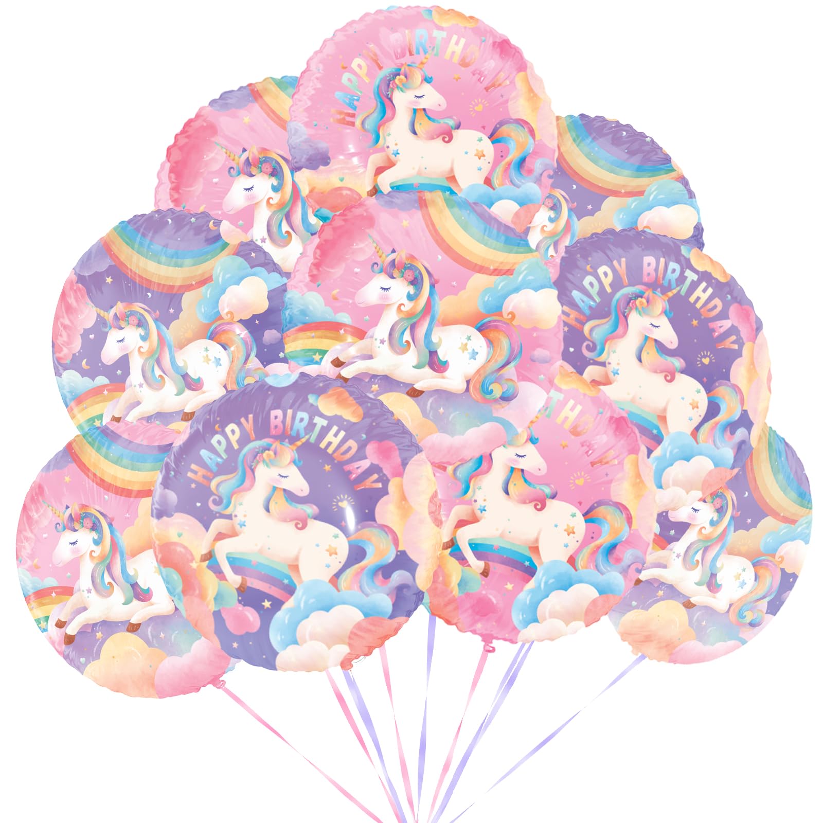 Photo 1 of 12Pcs18in Unicorn Round Balloons for Unicorn Birthday Decorations