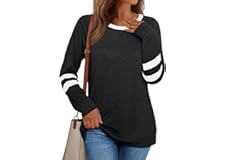 AUTOMET Womens Long Sleeve Shirts Color Block Casual Crewneck Tops Tshirt Basic Tees Fall Fashion Clothes Outfits 2024