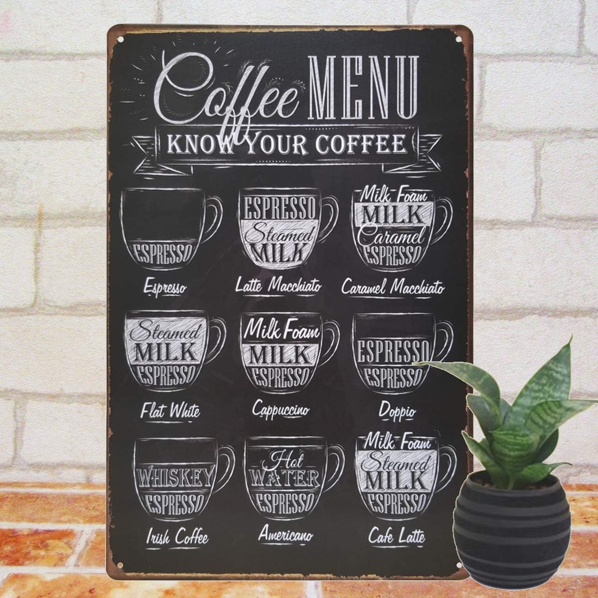 Amazon Co Jp ファン Fun ブリキ看板 カフェメニュー ポスター コーヒー インテリア カプチーノ アート ホーム キッチン