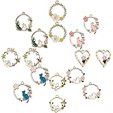 SUNNYCLUE 1 Box 16Pcs 8 Styles Enamel Flower Cat Easter Holiday Rabbit Pendant Charms Alloy Eamel Flower Charms Bulk Jewelry Findings for Earring Bracelet Necklace Jewelry Making Supplies Craft