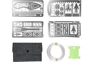 Hukado 7PCS Survival Card Multitool Camping Kit with Fishing Line Gear, Multipurpose Credit Card Wallet Portable Survival Too