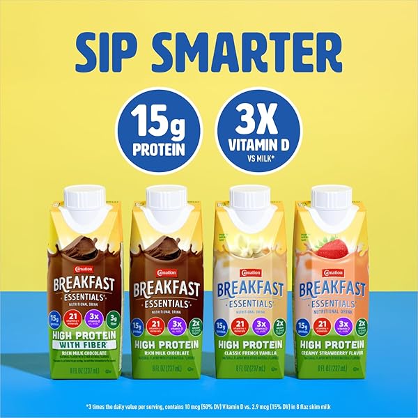 CARNATION BREAKFAST ESSENTIALS HIGH PROTEIN WITH FIBER READY-TO-DRINK, 8 FL OZ CARTON, RICH MILK CHOCOLATE (PACK OF 24)
