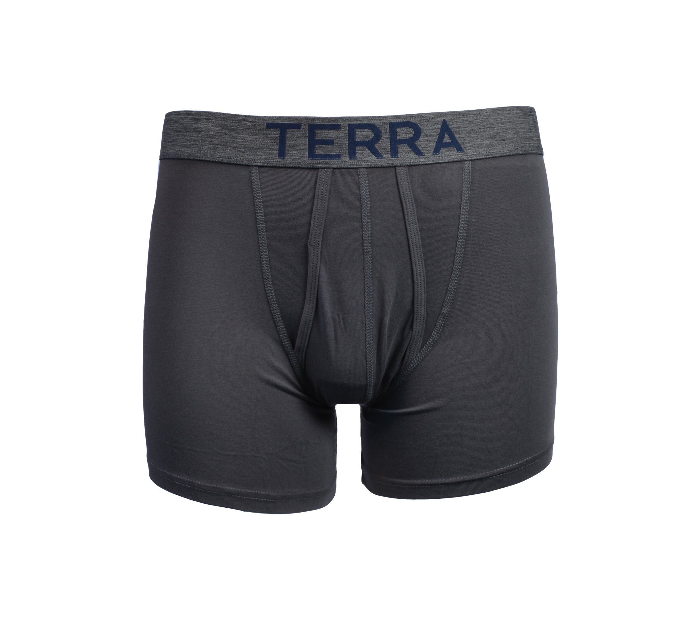 Terra Men\'s Cotton Classic Stretch Boxer Brief, Assorted Underwear, 3-Pack, Black/Grey Light Blue/Grey Dark Blue/Grey, X-Large