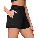 Altheanray Running Shorts for Women High Waisted Athletic Shorts Gym 2 in 1 Workout Shorts Women with Zipper Pockets