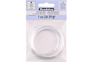 Beadalon Carbon Steel Memory Wire, Round, Medium Bracelet, Silver Plated, 1 oz, Approx. 73 coils