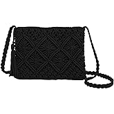 MsAnya Boho Crocheted Purse Summer Beach Crossbody Bag Bohemian Shoulder Bag Crochet Handmade Purse Travel Clutch Handbag