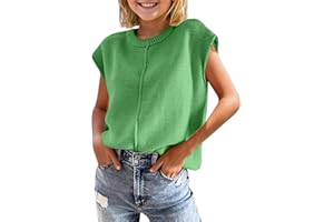Virmoku Girls Summer Cap Sleeve Tops Cute Casual Crew Neck Loose Knit Lightweight Teen Vests Fashion Shirts Tee Tops