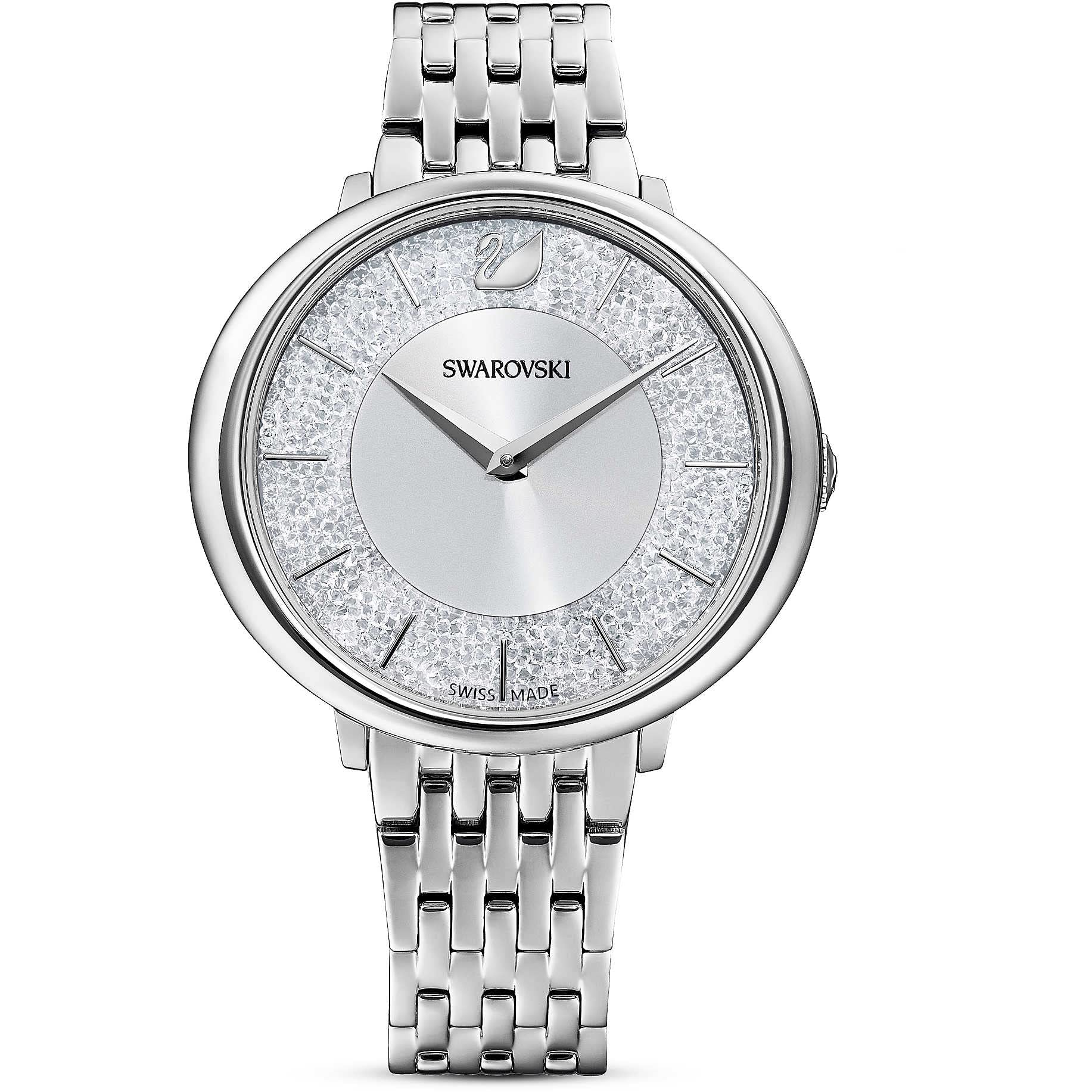 Swarovski Women's Crystalline Chic Analogue Watch, White Swarovski Crystal Wristwatch with Stainless Steel and Silver-Toned Metal Strap